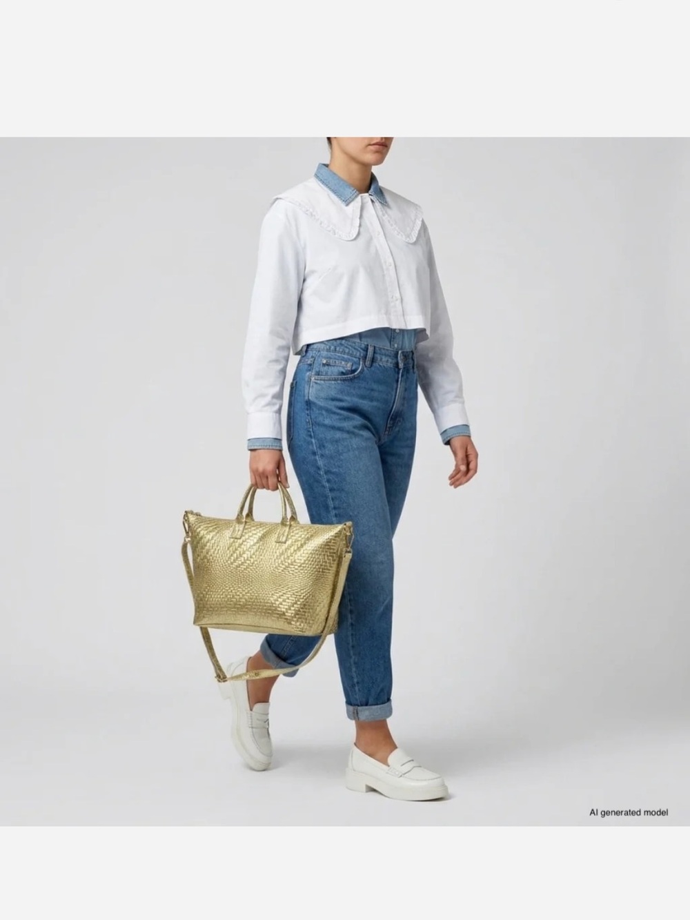 Suede embossed gold Classic High-Rise Blue Women’s Jeans